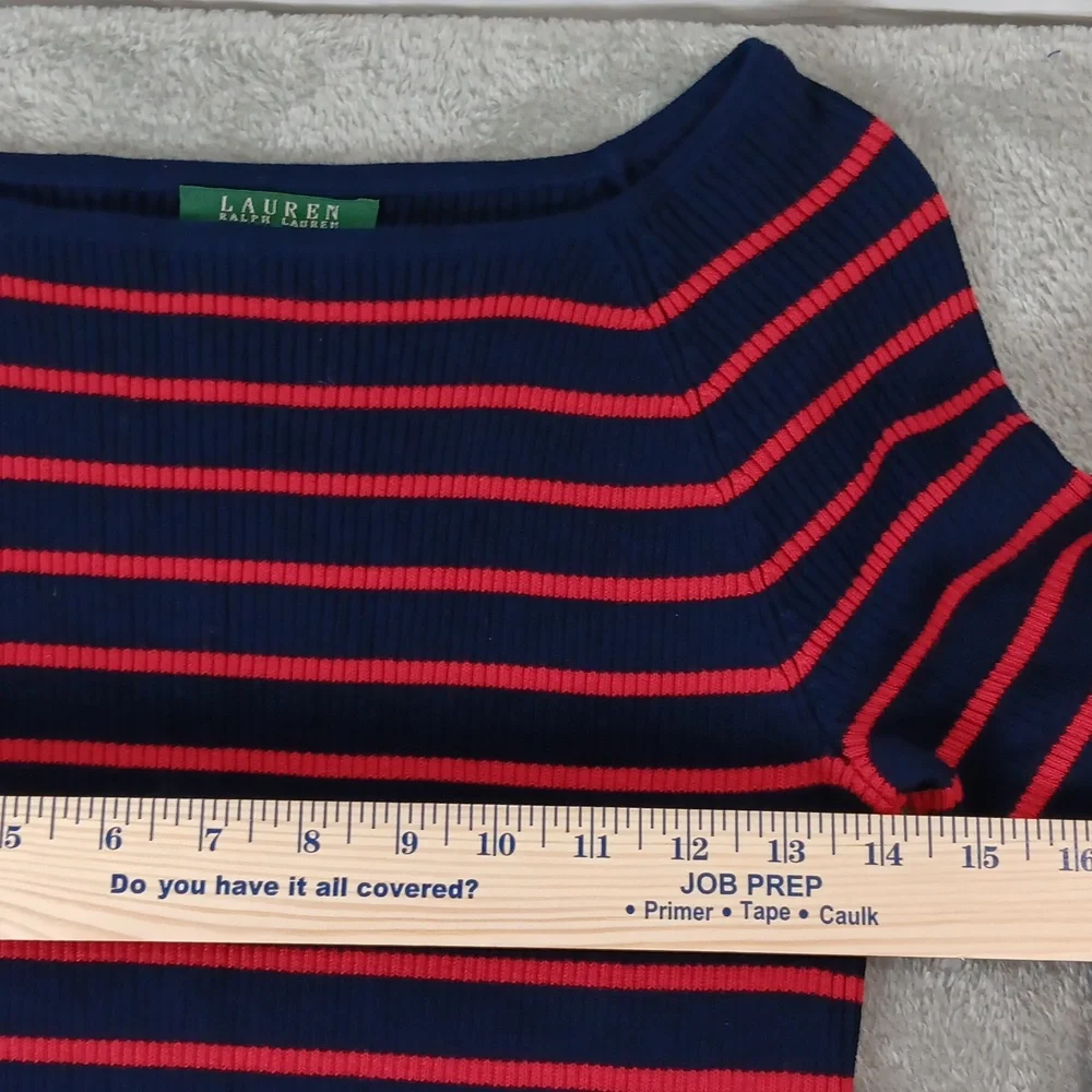 Lauren Ralph Lauren Petites Navy Blue & Red 3/4‎ Sleeve Sweater Women's Size P/S